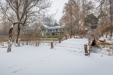 公园雪景