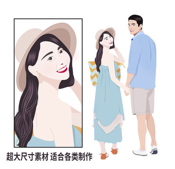 情侶插畫 度假人物插畫