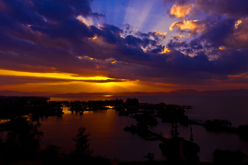 晚霞 朝霞 夕阳 湿地