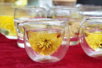 玻璃茶壶菊花泡水