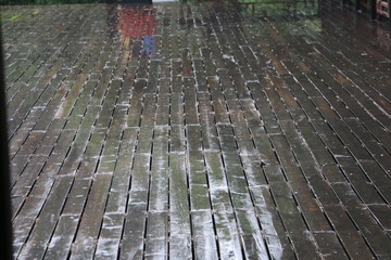 木板路 雨后
