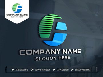 F字母绿色LOGO设计