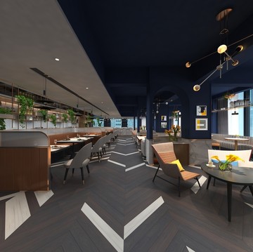 星級酒店新中式餐廳效果圖