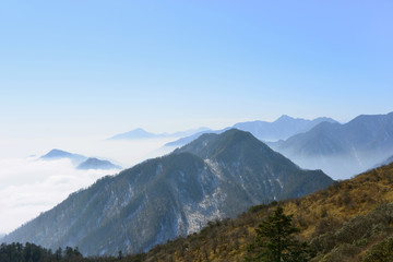 从日月坪远眺 西岭雪山云海群峰