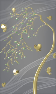 3d立體夢(mèng)幻金屬粒子玄關(guān)背景墻