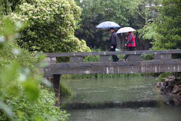 雨中行走的人