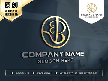 B字母LOGO設(shè)計(jì) 金色標(biāo)志