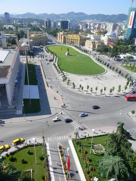 阿尔巴尼亚首都斯坎德培广场风光