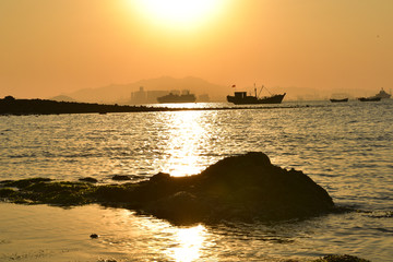 海景图片 夕阳 青岛
