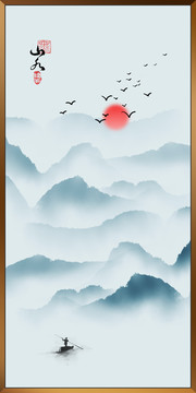 水墨山水掛畫