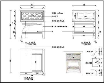 美式北欧极简床头柜CAD深化