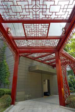 中式长廊 中国元素 入户门