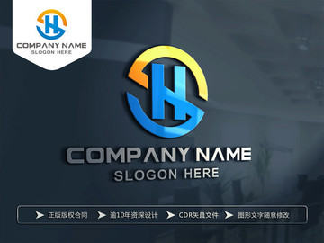 SH字母 HS字母LOGO设计