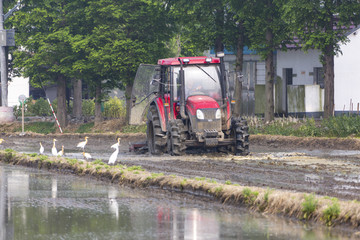 大型农机耕地