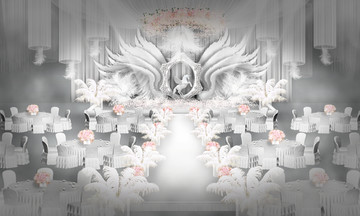 白色羽毛主题婚礼 天使的翅膀