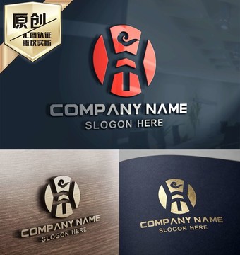 H字母LOGO设计 中国风标志