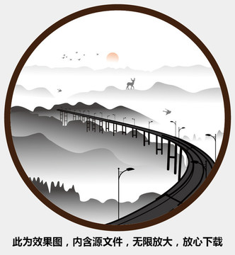 裝飾水墨畫 裝飾畫 水墨山水