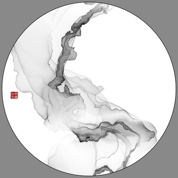 新中式水墨 圆形小品画