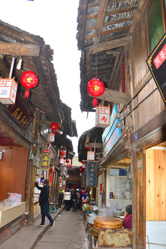 丙安古镇 村镇街景 古镇街道