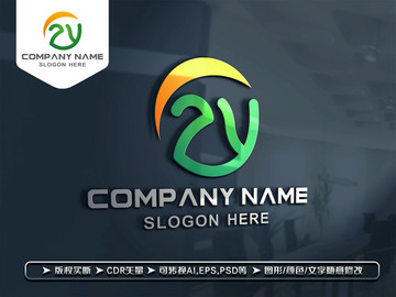 ZY字母綠色LOGO設計