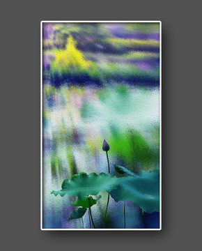 油畫 荷花油畫