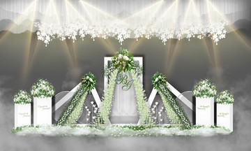 极简白绿色婚礼 户外婚礼