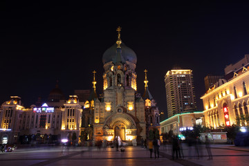 哈尔滨索圣菲亚教堂夜景
