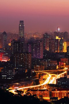 广州白云山俯瞰城市风光夜景