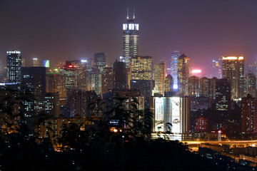 广州白云山俯瞰城市风光夜景