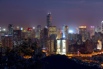 广州白云山俯瞰城市风光夜景