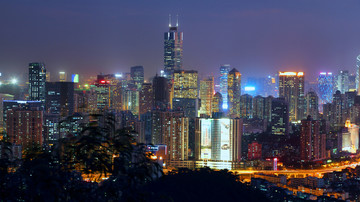 广州白云山俯瞰城市风光夜景