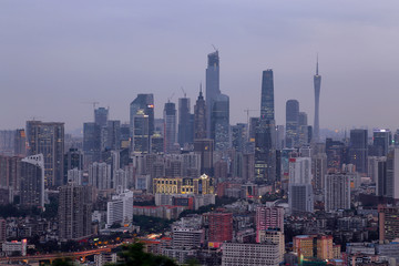 广州白云山俯瞰城市风光夜景