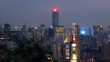 广州白云山俯瞰城市风光夜景