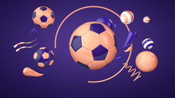 紫粉3D高清世界杯足球元素分层