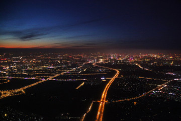 俯瞰城市夜景 暮色 沈阳