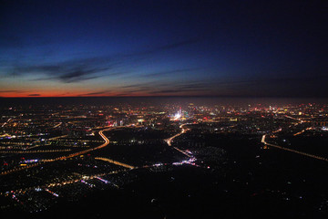 俯瞰城市夜景 暮色 沈阳