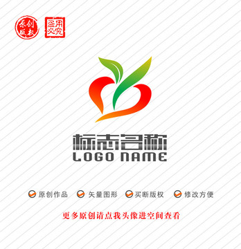 Y字母標(biāo)志心形logo