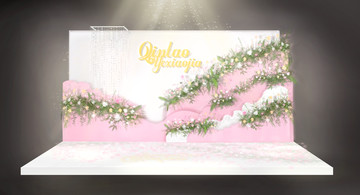 白粉色簡約小清新婚禮迎賓區(qū)