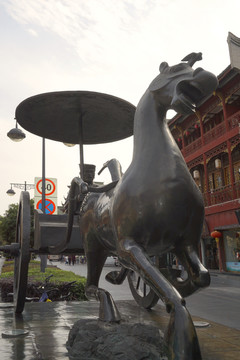 城市雕塑 仿汉代铜马车