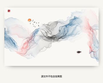 新中式抽象意境水墨畫 水墨壁畫