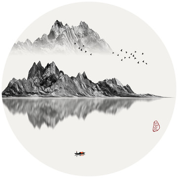 抽象意境水墨山水装饰画