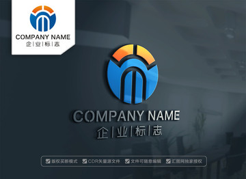 M字母LOGO设计 门标志