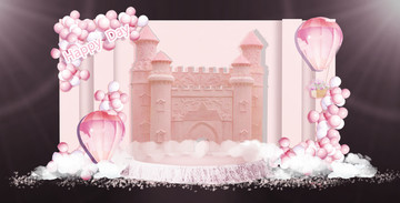 粉色城堡气球婚礼