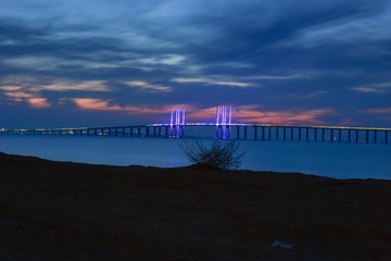 唯美夜景 胶州湾 夜景