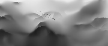 山水 高山 云霧 遠(yuǎn)山