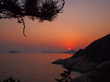 山东 青岛 崂山 海上日落