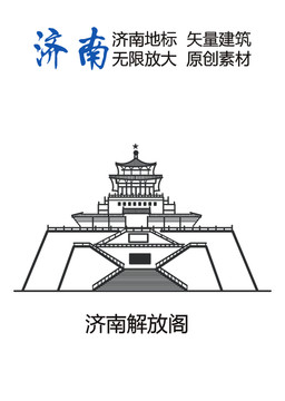 濟南地標 濟南素材 濟南解放閣
