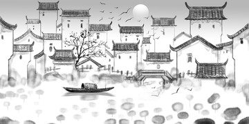 水墨江南背景墻