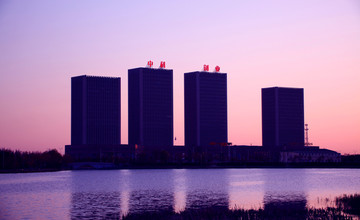 大庆 时代广场 万宝湖 夜景