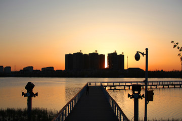 大庆 时代广场 万宝湖 夜景